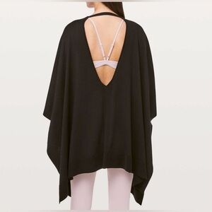 Lululemon Free To Coast Wrap open back black knit cotton silk blend women’s OS